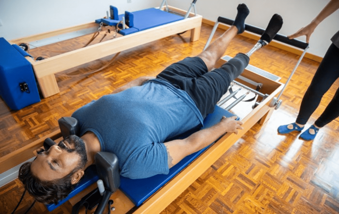 A patient undergoing rehabilitation at a physiotherapy clinic. 