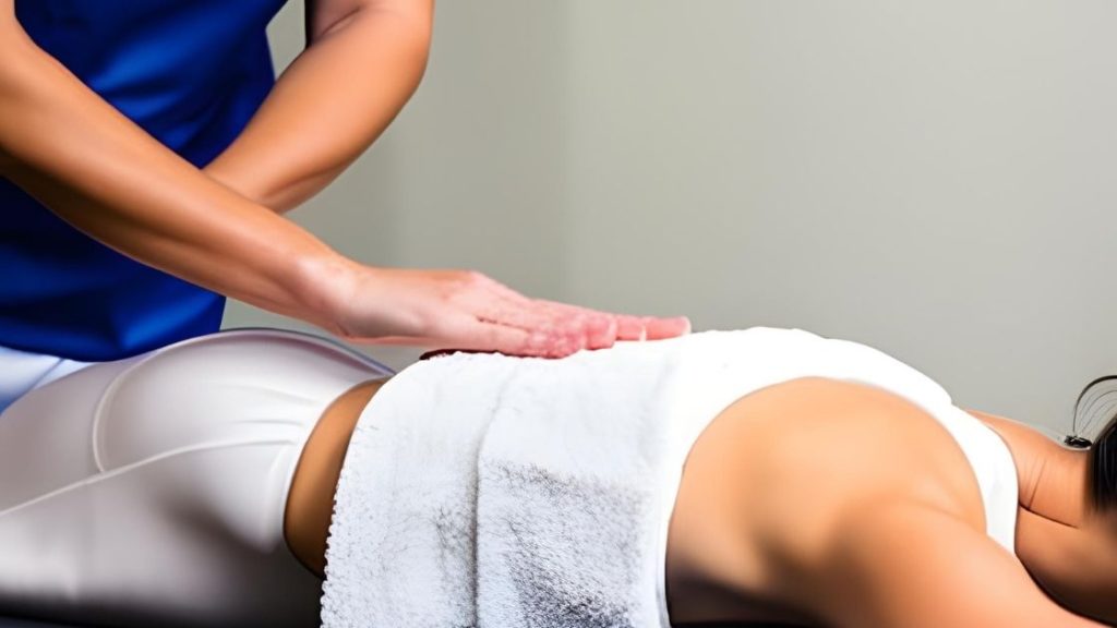 A doctor performing a soft tissue massage