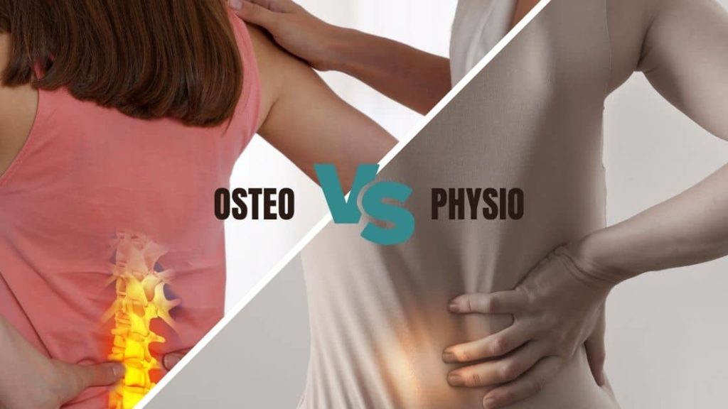 A comparison image showing the differences between osteopathy vs physiotherapy