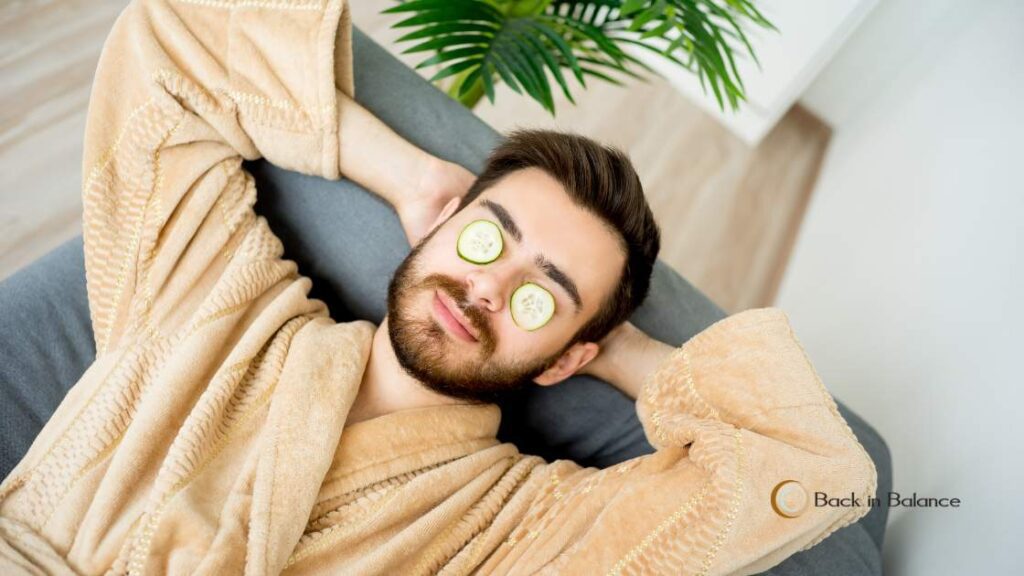 Male patient getting ready for a massage therapy